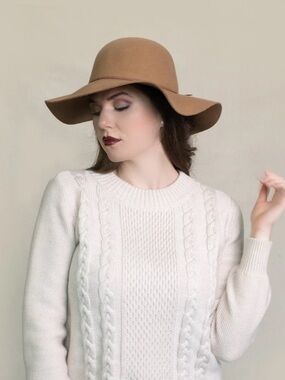 Four Buttons San Diego Hat Company Head West Felt Floppy Hat in Camel Brown OS